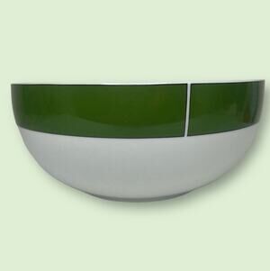 Block Ionia Greece Kaleidoscope Wide Green Stripe on White Serving Bowl 8 3/4"